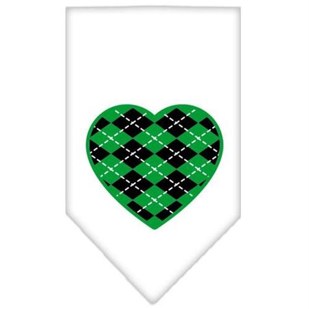 UNCONDITIONAL LOVE Argyle Heart Green Screen Print Bandana White Large UN812536